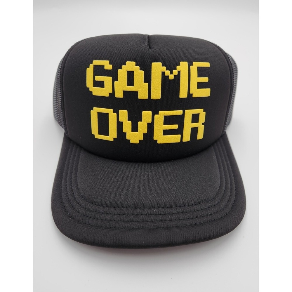 Game Over Trucker Hat Adjustable Snapback Black and Yellow New Video Games‎